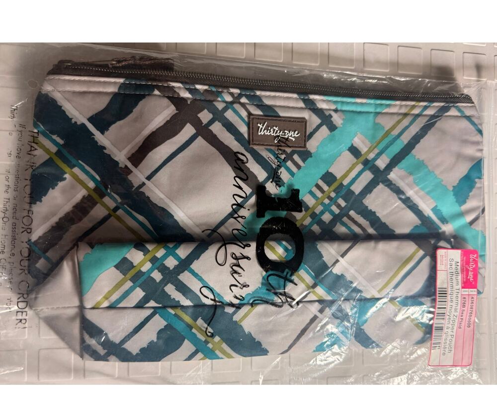 Thirty-one Medium Thermal Zipper Pouch 876B Sea Plaid